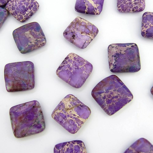 天然石 Jasper square beads 18ｘ18mm【 Purple 】 2個 2枚目の画像