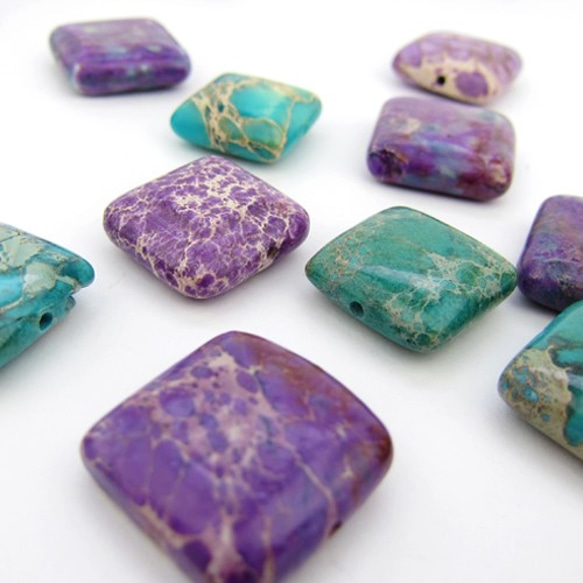 天然石 Jasper square beads 18ｘ18mm【 Purple 】 2個 5枚目の画像