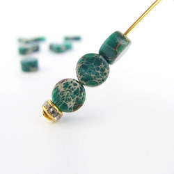 天然石 Jasper round coin beads 6×4㎜【 Green 】 4個 4枚目の画像