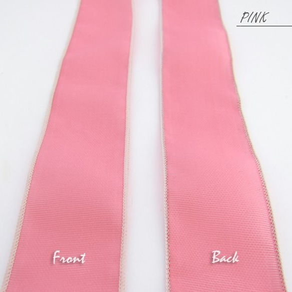 コットンオーガンジーホワイトエッジリボン（Pink ピンク）40mm×1ｍ 4枚目の画像