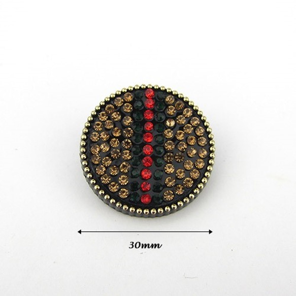 ラインストーンシャンクボタン　30mm【Tricolor 】3個 3枚目の画像