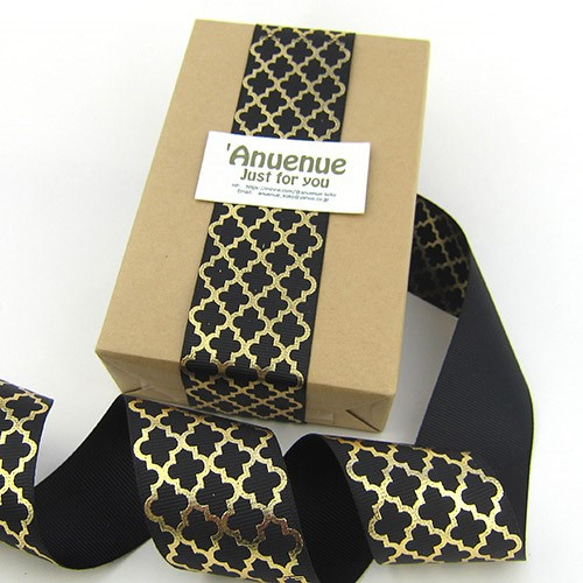 モロッカングログランリボン（Black x Gold/ ブラックxゴールド 