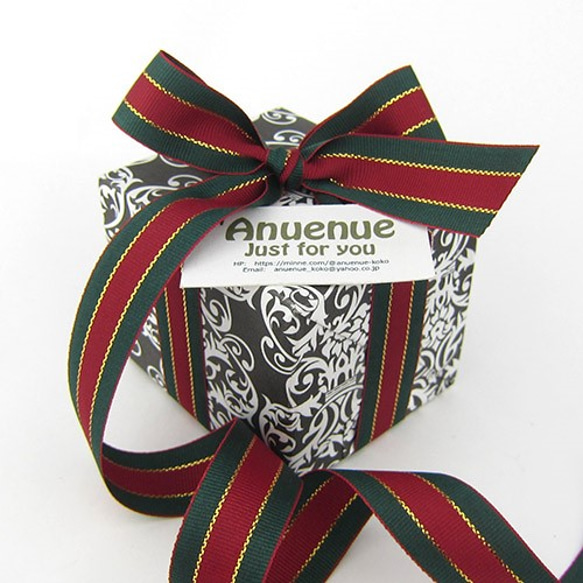 クリスマスリボン（レッドxグリーンxゴールドライン）20mm×3m