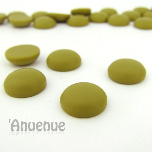 チョコレートカラーカボション 14mm 【Round Matte / Matcha】6個 1枚目の画像