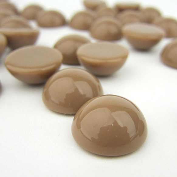 チョコレートカラーカボション 15mm 【Round / Cocoa】6個 3枚目の画像