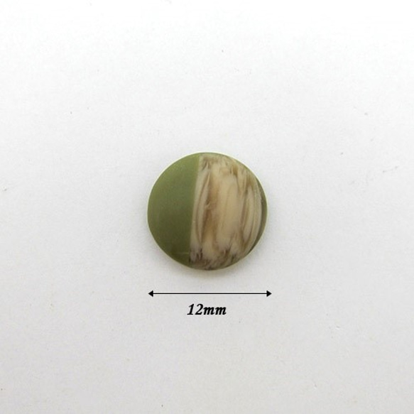 ウッド調バイカラーカボション 12mm 【Olive / オリーブ】10個 3枚目の画像