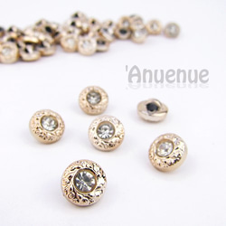 ミニシャンクボタン　12mm【Antique relief rhinestone / GOLD】10個 1枚目の画像