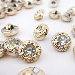 ミニシャンクボタン　12mm【Antique relief rhinestone / GOLD】10個 3枚目の画像