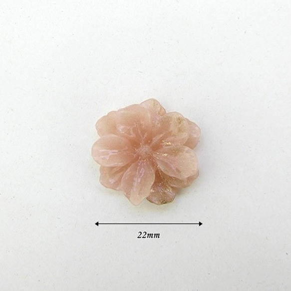 ラメ入りフラワーシェイプカボション 22mm 【Camellia /Pink】4個 4枚目の画像