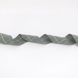 チェック柄ファブリックリボン【BLACK x YELLOW GREEN】38mm×１m 2枚目の画像