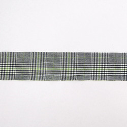 チェック柄ファブリックリボン【BLACK x YELLOW GREEN】38mm×１m 4枚目の画像