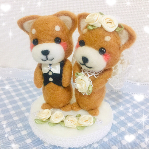 アンジュちゃんと二匹確認写真❣️羊毛フェルト オーダー ミニチュア 