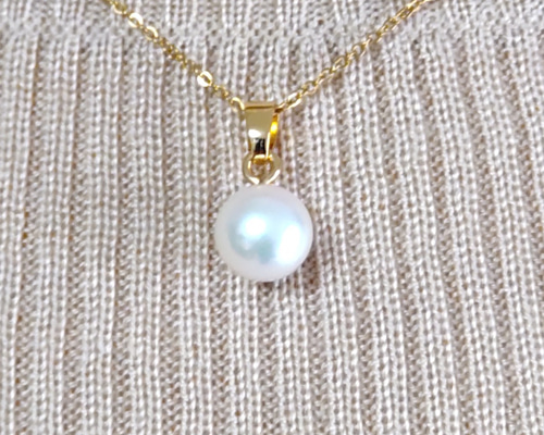 大ぶり9.5mmアップのあこや真珠 ネックレス ネックレス・ペンダント 蓮