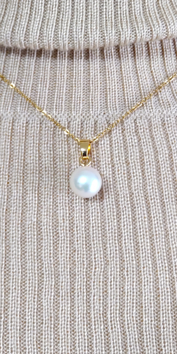 大ぶり9.5mmアップのあこや真珠 ネックレス ネックレス・ペンダント 蓮