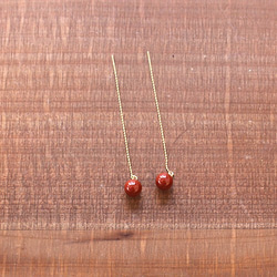 漆塗丸玉十金米国式耳飾「首里赤」桜花弁柄　rpc-129 3枚目の画像