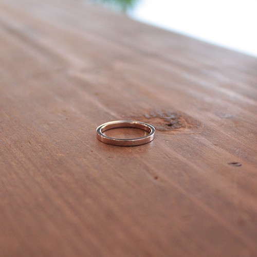 桃色銀平打鏡面細指輪　rr-75