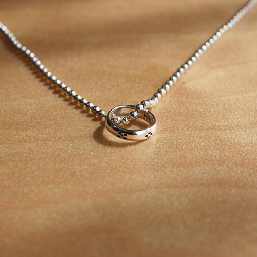 ミンサー柄甲丸指輪乳児用玉鎖付　rr-33ch