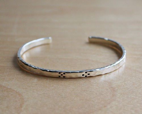 八重山ミンサー柄楕円腕輪男用 rb-05 ブレスレット 沖縄手作銀細工「琉