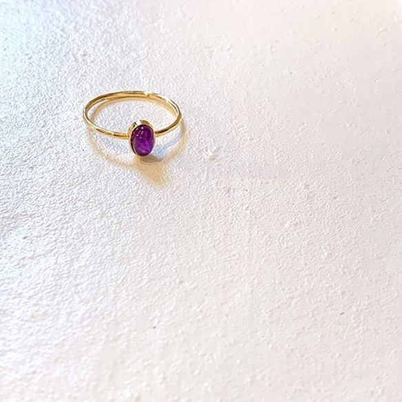 十金小型天然石入縦槌目指輪紫水晶  rr-79-am 1枚目の画像