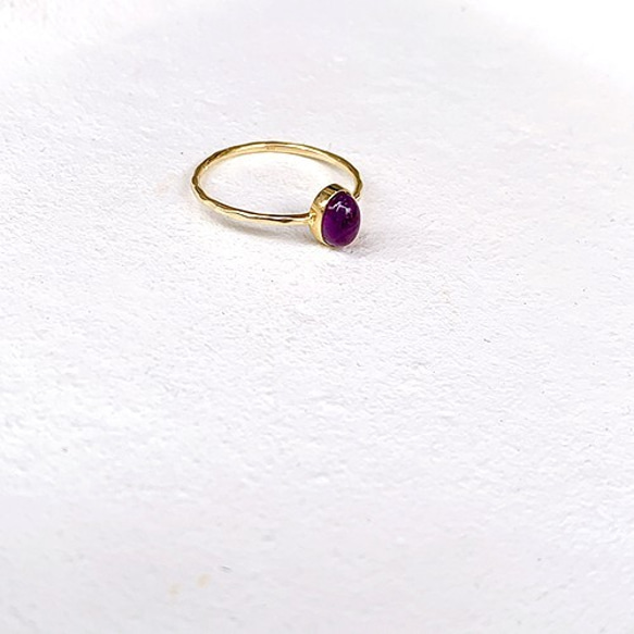 十金小型天然石入縦槌目指輪紫水晶  rr-79-am 2枚目の画像