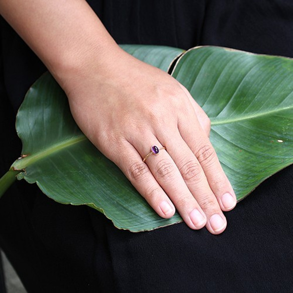 十金小型天然石入縦槌目指輪紫水晶  rr-79-am 4枚目の画像