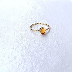 十金小型天然石入縦捻指輪黄水晶  rr-80-ci 1枚目の画像