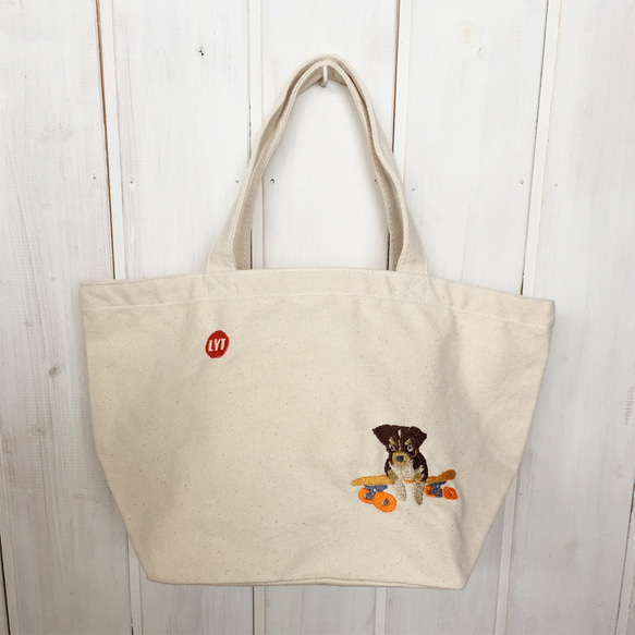 スケボードッグ 刺繍 キャンバストート 2枚目の画像