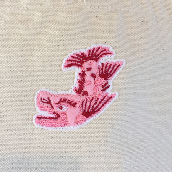 ピンクシャチホコ 刺繍 キャンバストート 2枚目の画像