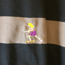 SKATEBOARD 刺繍 ボーダーロングスリーブ Tシャツ 4枚目の画像
