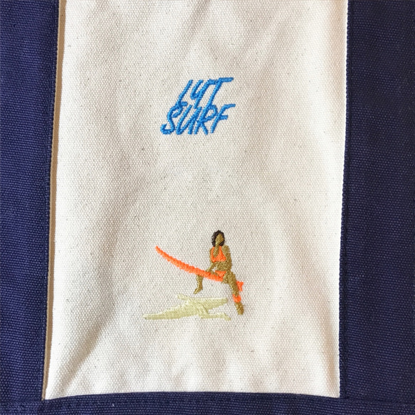 波待ちSURF 刺繍 キャンバストート 2枚目の画像