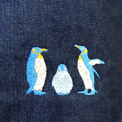 ペンギン 刺繍 Bigデニムトート 2枚目の画像