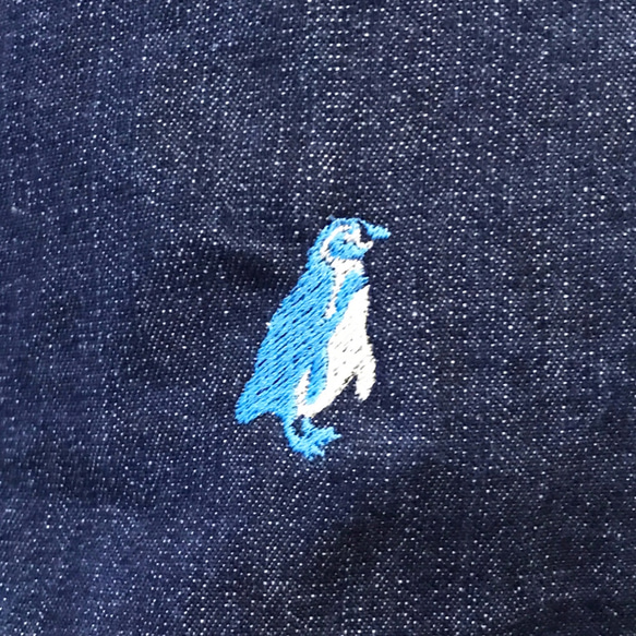 ペンギン 刺繍 Bigデニムトート 3枚目の画像