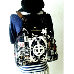 帆布３Weyあおりがま口バッグ リュック カーキ系 ハンドメイド 受注製作！帆布3Weyあおりがま口バッグ リュック カーキ系