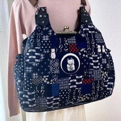 カラフル猫イラストがま口バッグ、リュック カラフル猫イラストがま口バッグ、リュック カラフル猫イラスト