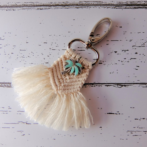 マクラメ キーホルダー ハンドメイド ハワイアン SEA マクラメ