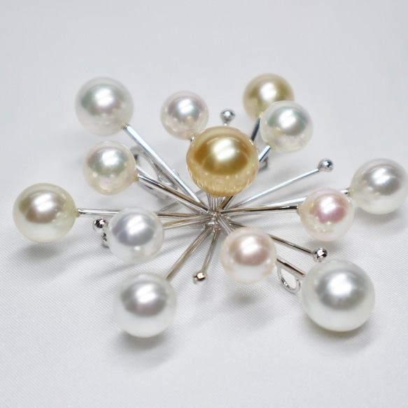あこや真珠×白蝶真珠ブローチ（9.0〜12.5mm珠） 3枚目の画像