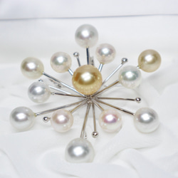 あこや真珠×白蝶真珠ブローチ（9.0〜12.5mm珠） 8枚目の画像