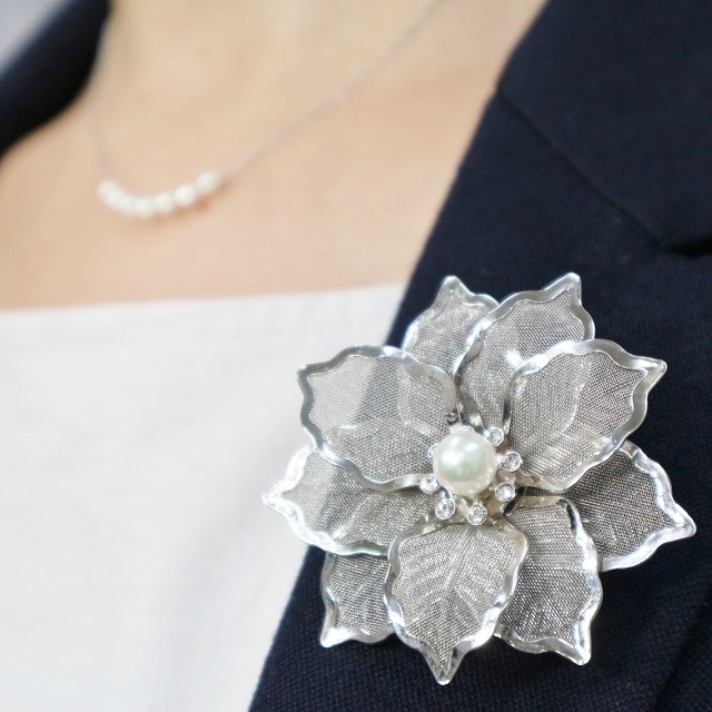 【再販】アコヤ真珠ブローチ①（7.5mm珠）