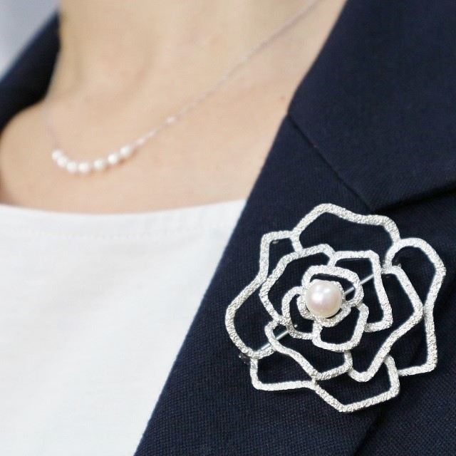【再販】アコヤ真珠ブローチ②（7.5mm珠）