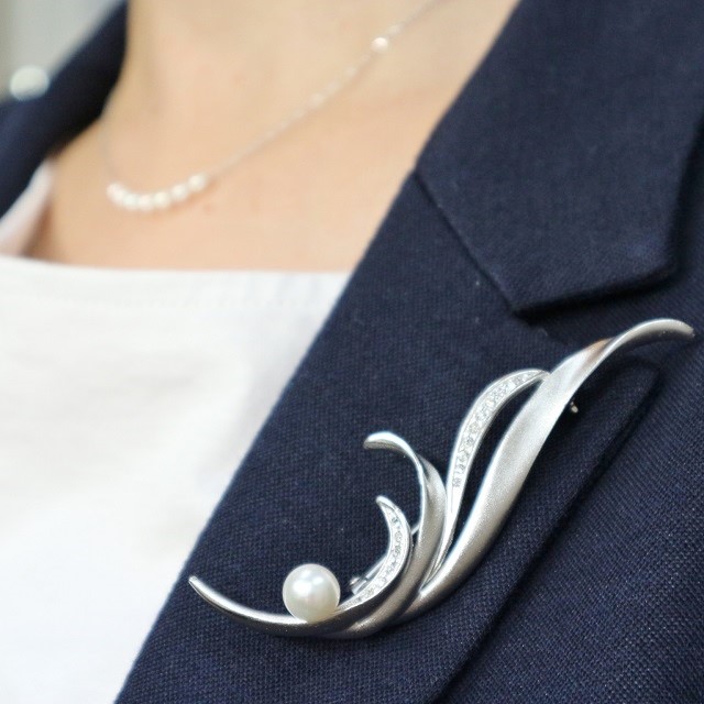 【再販】アコヤ真珠ブローチ⑤（7.5mm珠）