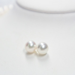 8.0ｍｍ〜8.5ｍｍオーロラ花珠アコヤパールネックレス＋ピアスorイヤリングセット（鑑別鑑定書付：Ｓ−５７８９２５） 7枚目の画像