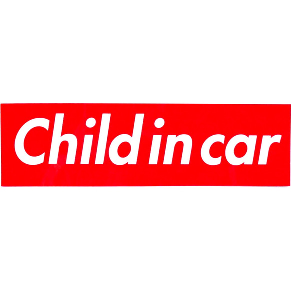カーステッカー Child in car　Supreme Box Logoオマージュ　赤 1枚目の画像