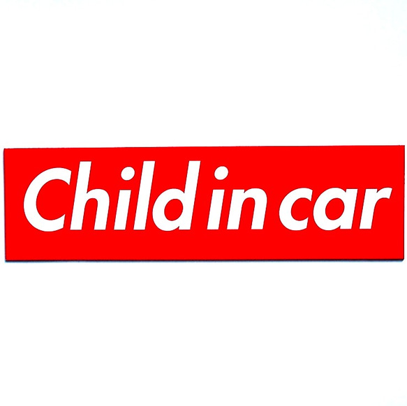 カーマグネット Child in car　Supreme Box Logoオマージュ　赤 1枚目の画像