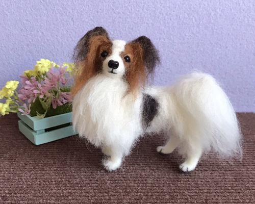 羊毛フェルト パピヨン トイプードル （ハンドメイド 羊毛