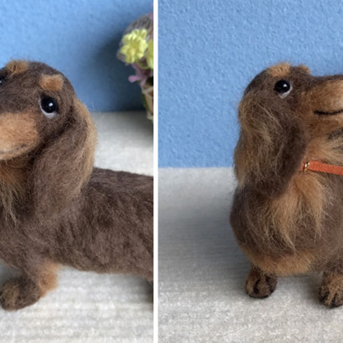 ダックスフンド(チョコレートタン)☆羊毛フェルト☆【再販/受注