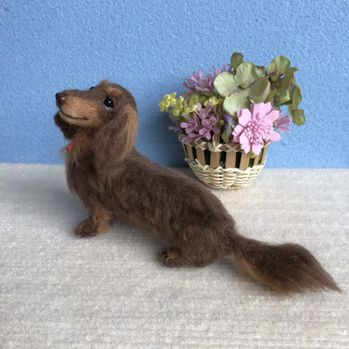 ダックスフンド(チョコレートタン)☆羊毛フェルト☆【再販/受注制作