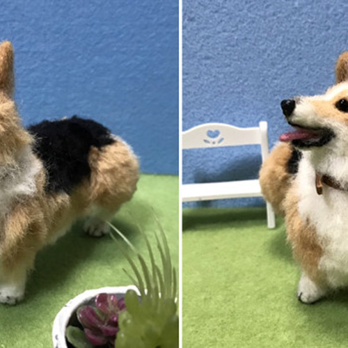 羊毛フェルト　ウエルシュコーギー 羊毛フェルト 犬 コーギー ウェルシュ・コーギー 犬フィギュア