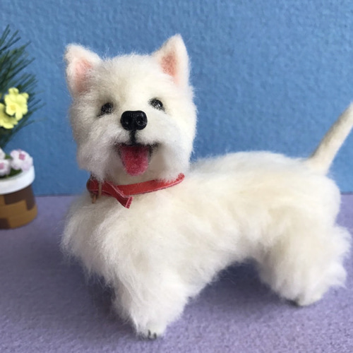 羊毛フェルト　ホワイトテリア 羊毛フェルト犬 ＜ウエスト・ハイランド・ホワイト・テリア＞ 羊毛