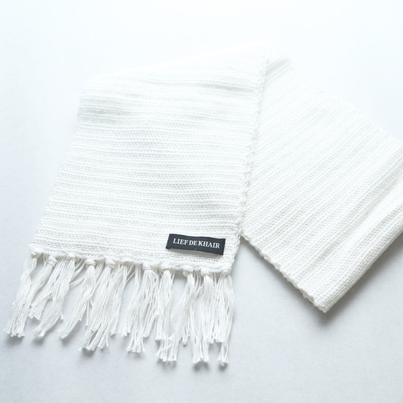 手織りマフラー（ラメホワイト） 2枚目の画像