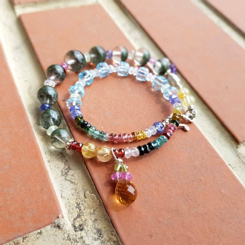 少女クリスタルワールド[MotherCarw]  - グリーンゴースト - トルマリンダブルチェーンブレスレットブレスレット天然